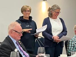 Pauline Heyward & Hele Braithwaite talking at the recent Kenilworth Rotary meeting